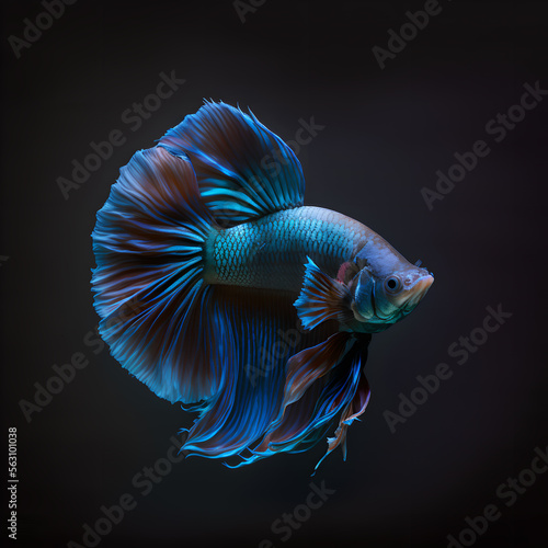Colorful of Siamese Fighting Fish, Betta Fish, Labyrinth Fish look Beautiful and Gorgeous Isolated on Black Background