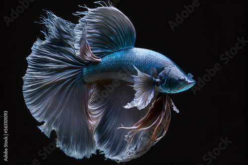 Colorful of Siamese Fighting Fish, Betta Fish, Labyrinth Fish look Beautiful and Gorgeous Isolated on Black Background