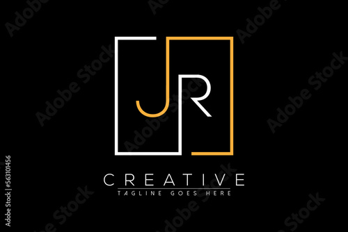 Initial letter jr, rj, r, j elegant and luxury Initial with Rectangular frame minimal monogram logo design vector template