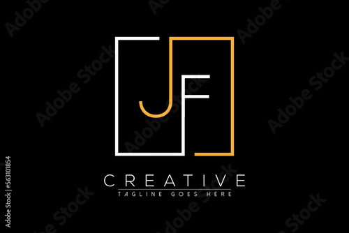 Initial letter jf, fj, j, f elegant and luxury Initial with Rectangular frame minimal monogram logo design vector template