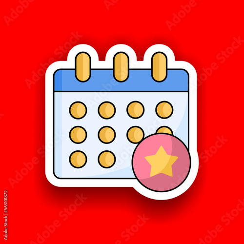 Calendar sticker icon vector