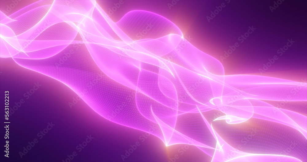Abstract purple glowing with bright fire energy magical waves from lines on a dark background. Abstract background