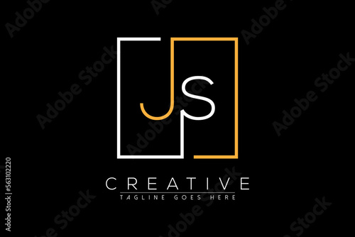 Initial letter js, sj, s, j elegant and luxury Initial with Rectangular frame minimal monogram logo design vector template
