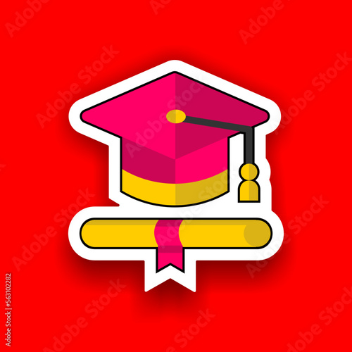 Graduation sticker icon vector
