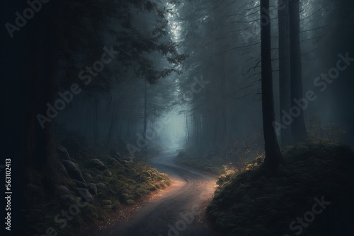 fantasy forest path. spooky forest road.