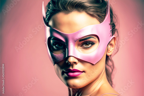 Super hero woman wearing a mask, generative ai