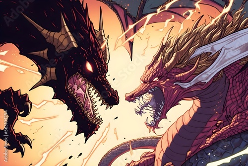 two dragons fighting each other