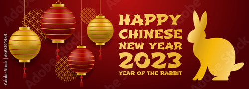 Happy chinese new year 2023 year of the rabbit. Holiday banners, web poster, flyers and brochures, greeting cards, group bright covers. Festive background card templates. Vector illustration