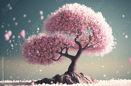 Blooming tree. Generative AI image.