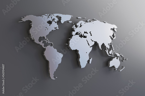 Extruded World map 3d render