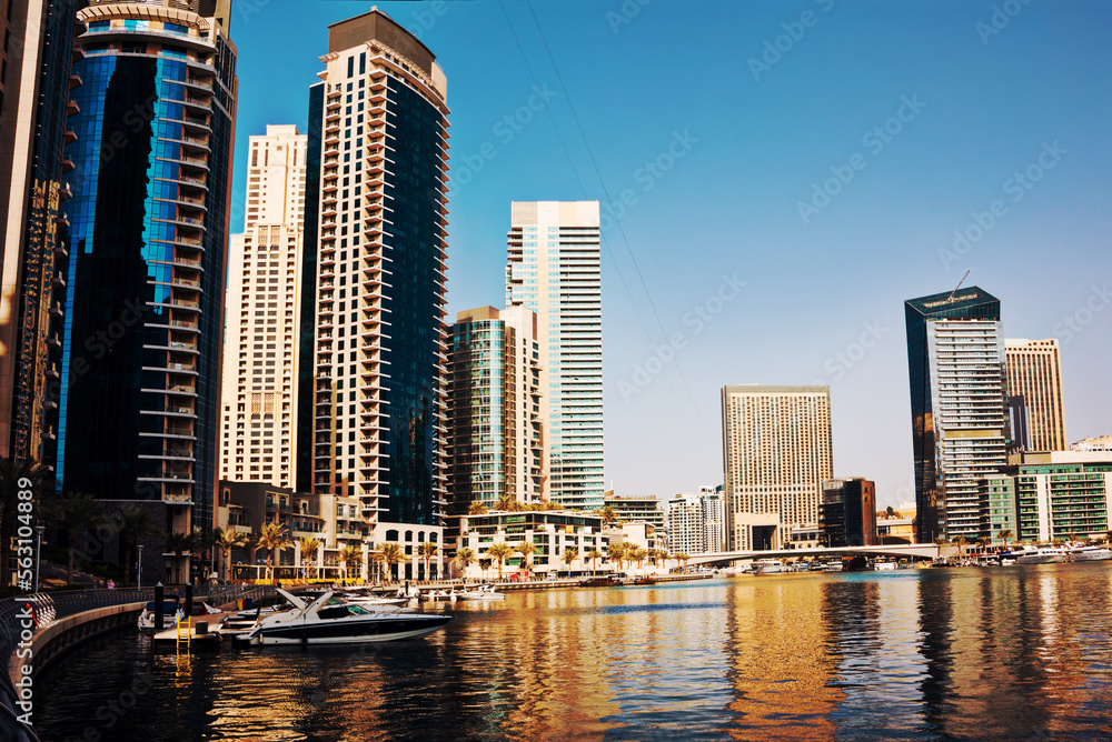 Fototapeta premium Dubai city downtown, modern architecture with skyscrapers