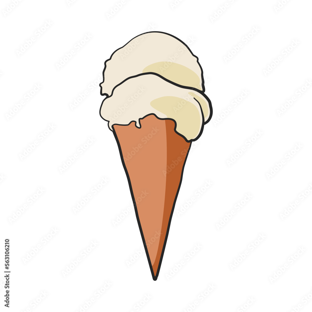 Ice cream or gelati in waffle cone illustration Ice cream or gelati in waffle cone illustration
