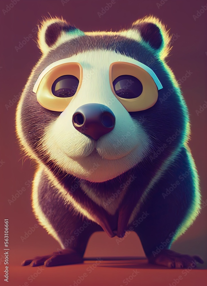 Obraz premium Funny happy badger. Generative ai