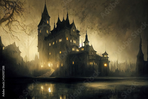halloween castle in the night