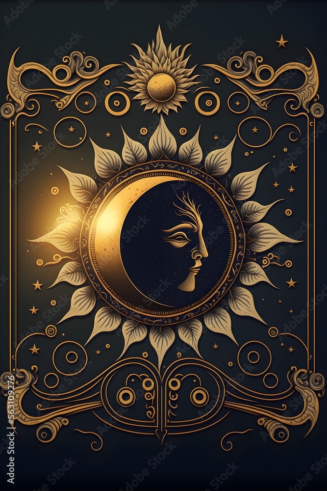 a wallpaper for a card back sun and moon 2d historic theme ARTDECO ...