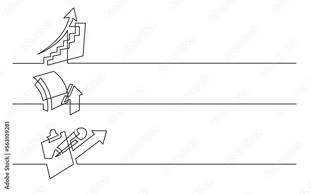continuous line drawing vector illustration with FULLY EDITABLE STROKE of rising chart growth symbol analysis continuous line drawing vector illustration with FULLY EDITABLE STROKE of rising chart growth symbol analysis