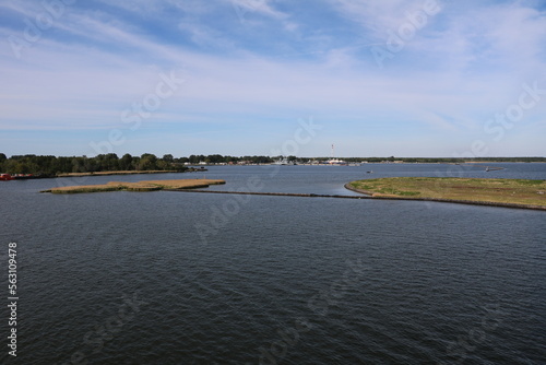 Pagenwerder Landschaftsschutzgebiet at river Unterwarnow around Warnemünde Rostock, Germany photo