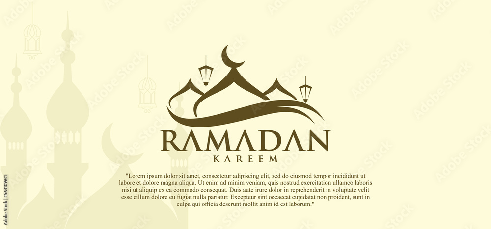 Ramadan Kareem vector set, Logo to welcome Ramadan Holy Month of Muslims Template.