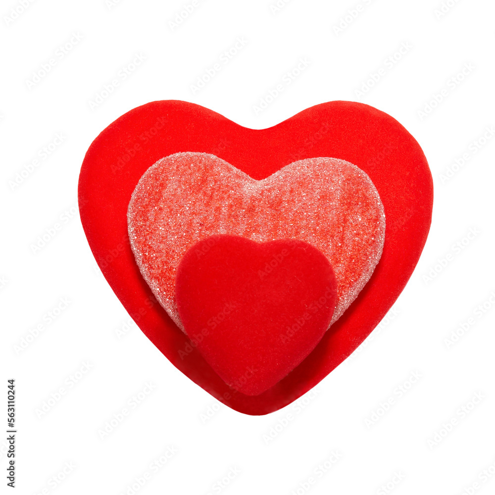 Three valentine hearts in PNG isolated on transparent background
