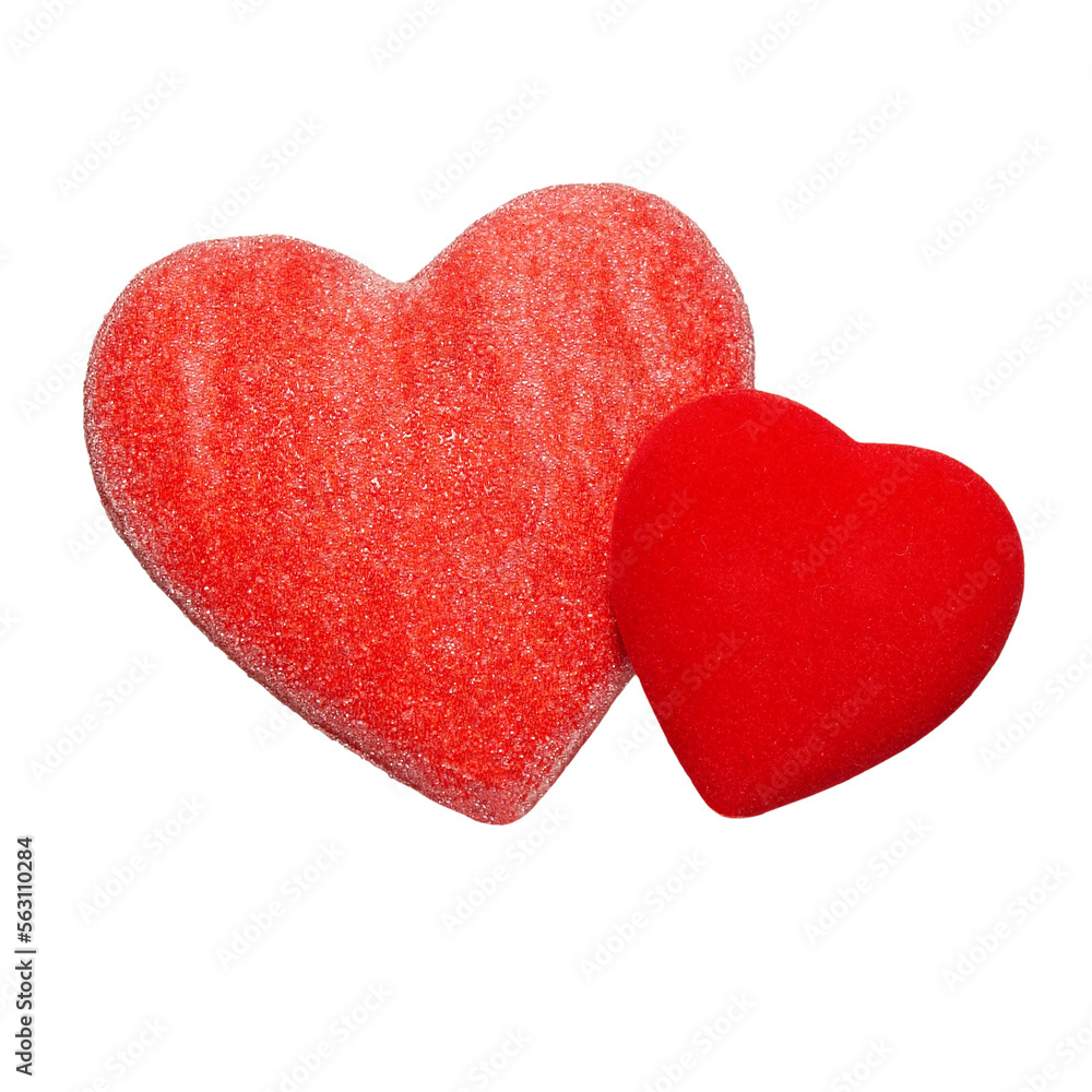 Two red valentine hearts