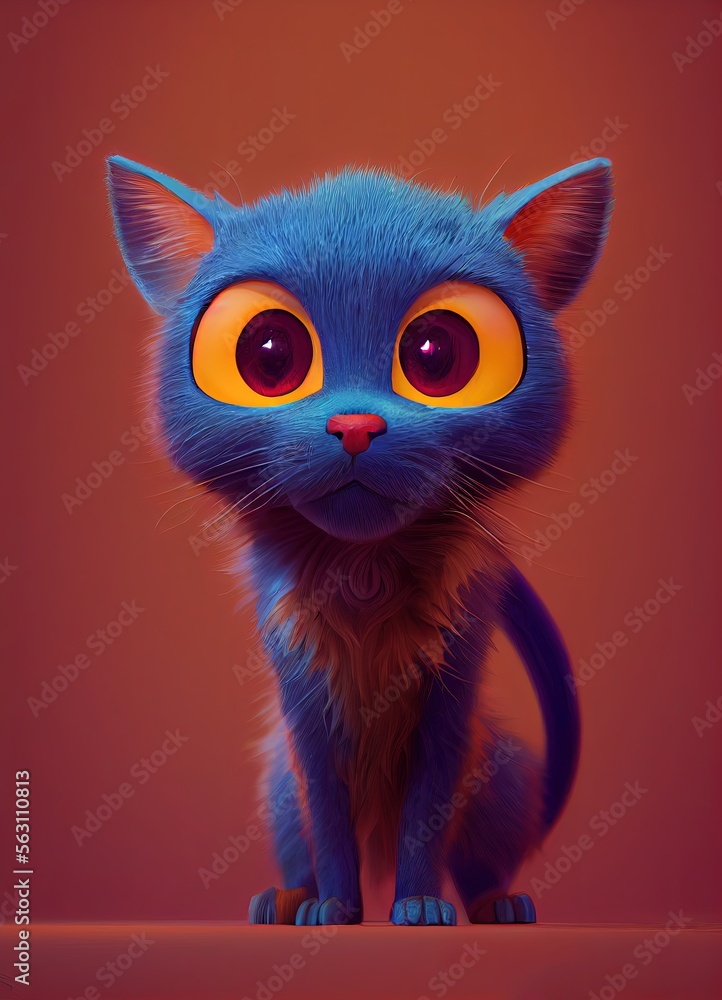 Felidae animal in 3D Style on clean background. Generative ai