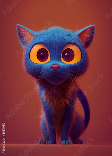 Felidae animal in 3D Style on clean background. Generative ai