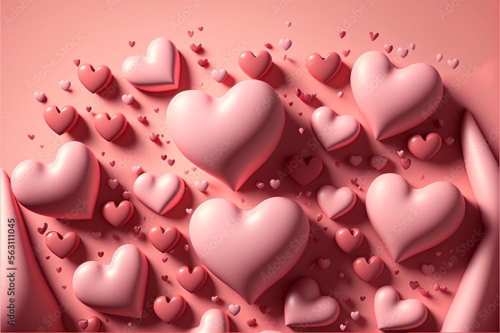 A mesmerizing render of pink hearts, each one with a unique textured surface and stunning detail