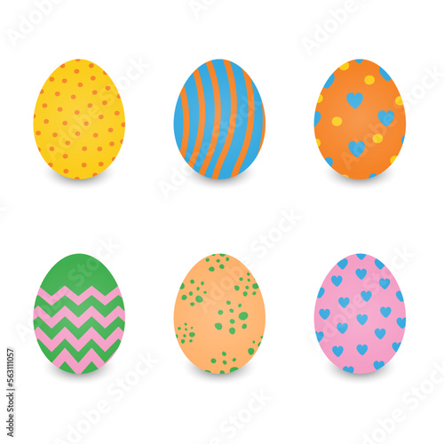 Vector illustration of Easter eggs with different pattern isolated on white background.