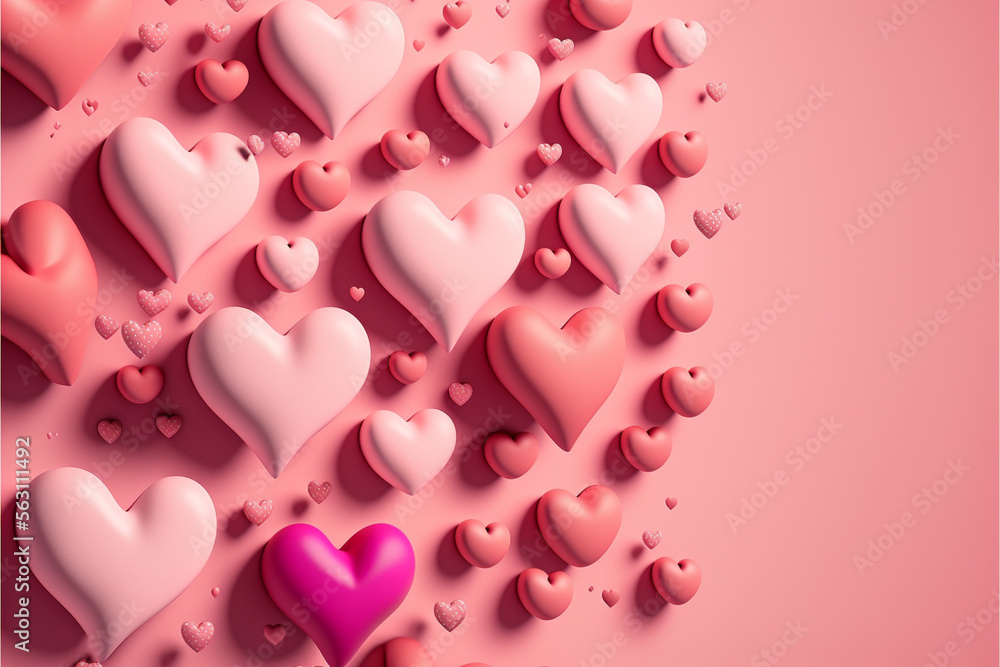 Pink hearts, each one with a textured surface that adds a sense of texture and depth