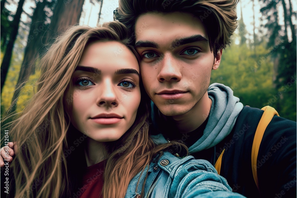 Teenagers taking a selfie, not real people generative ai Teenagers taking a selfie, not real people generative ai