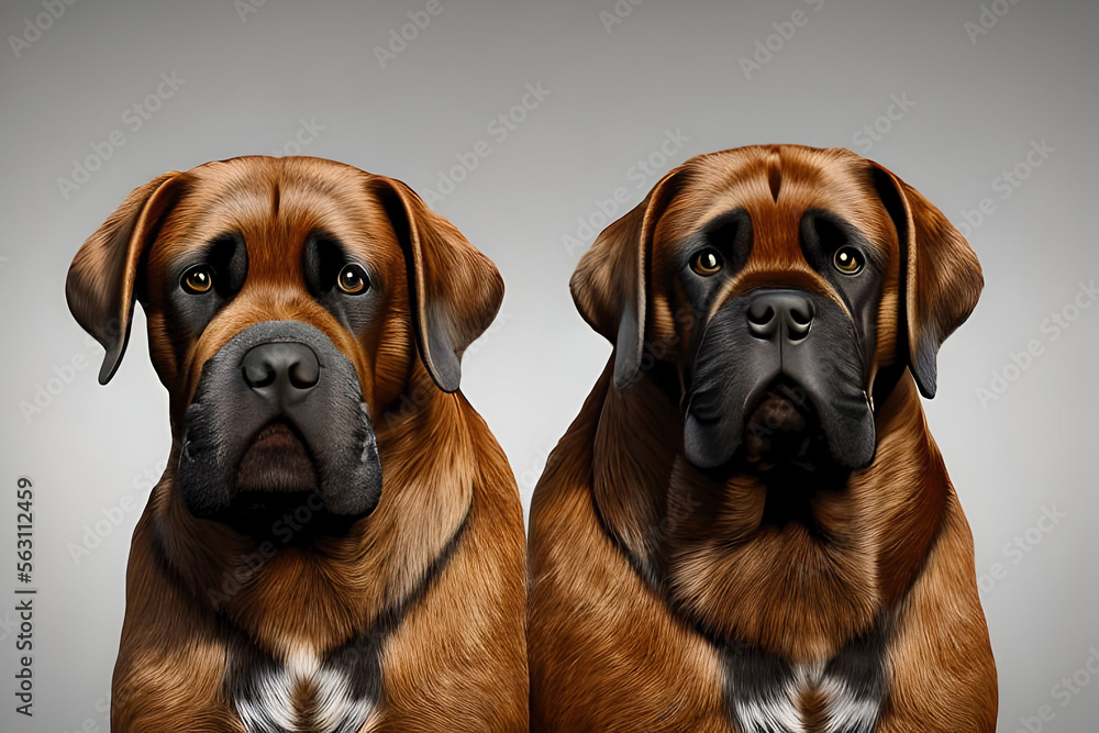 Fototapeta premium two dogs on gray background