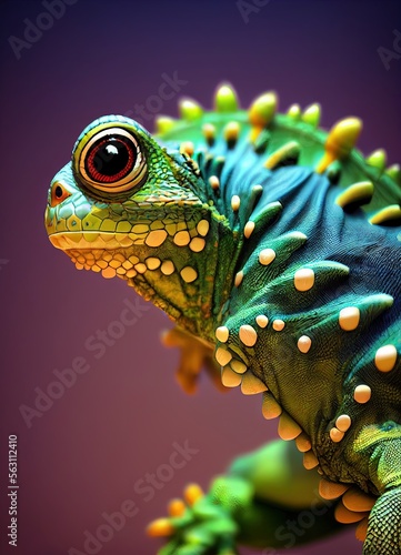 Iguana animal in 3D Style on clean background. Generative ai