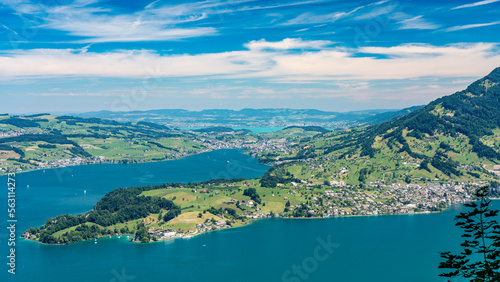 Switzerland 2022, Beautiful view of the Alps from Burgenstock. Weggis.