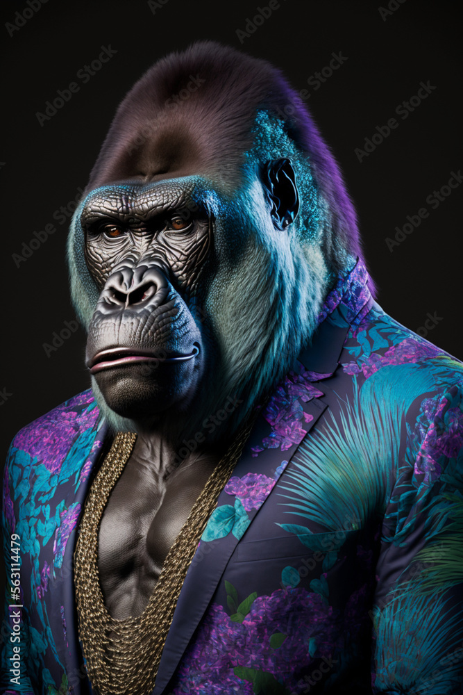 front facing studio photograph of a beautiful majestic Gorilla monkey front facing studio photograph of a beautiful majestic Gorilla monkey