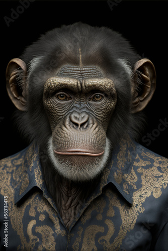 front facing studio photograph of a beautiful majestic Chimpanzee monkey  © Marcio