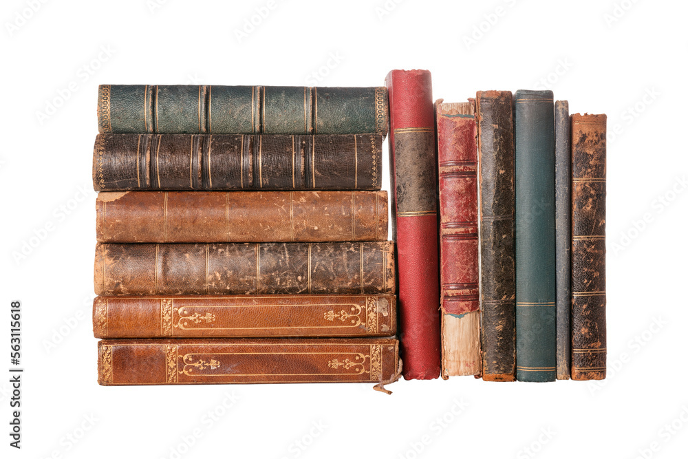Group of old books isolated png with transparency