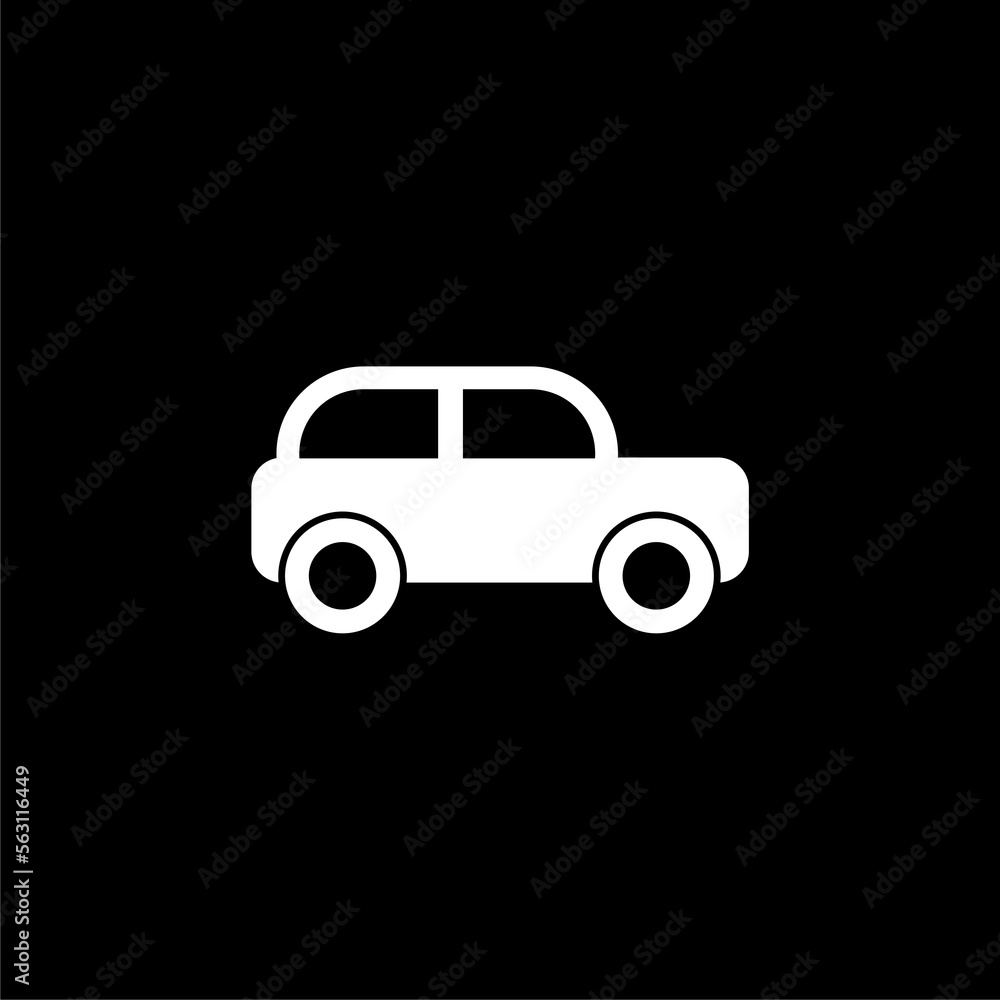 Car sign icon isolated on black background. Car sign icon isolated on black background.