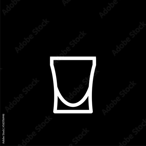 Tequila shot glass  icon isolated on black background.