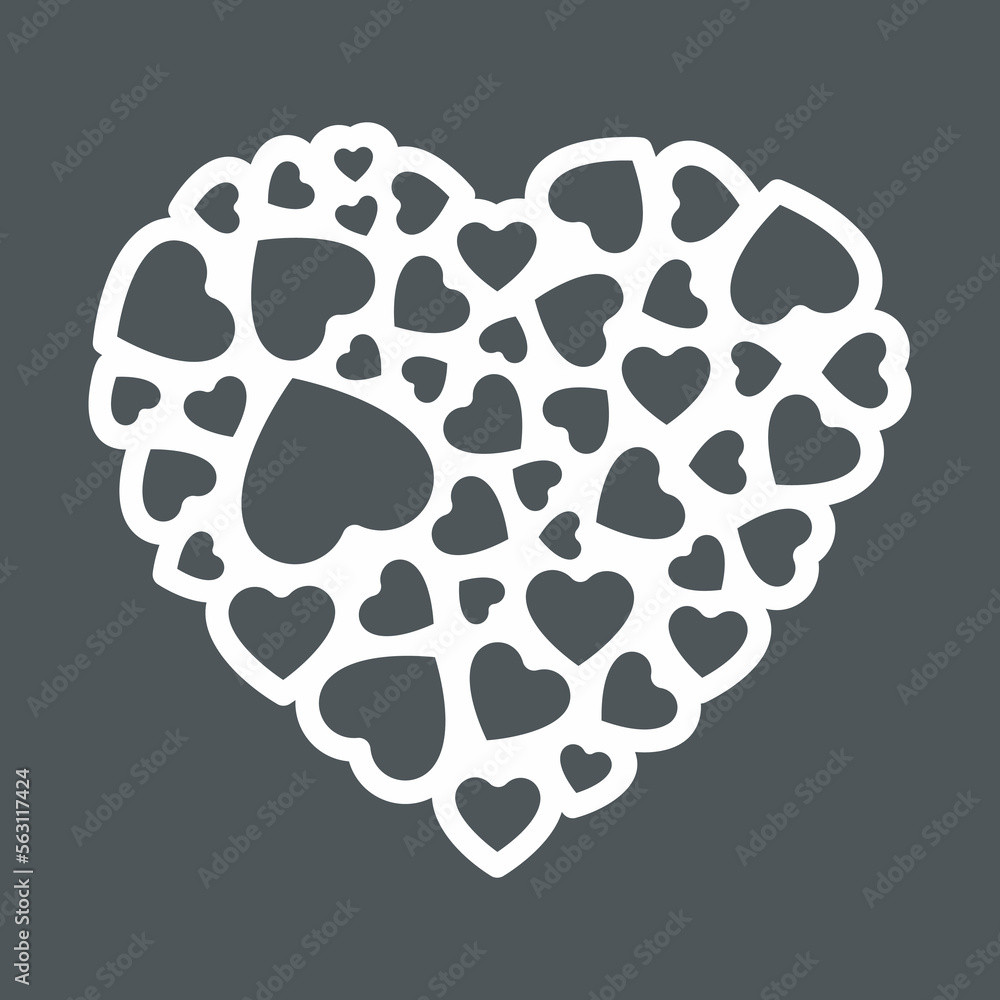Fototapeta premium Lacy heart cartoon vector illustration cut