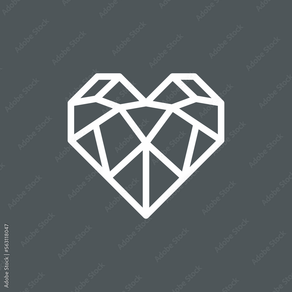 Geometric heart cartoon origami quality vector illustration cut Geometric heart cartoon origami quality vector illustration cut