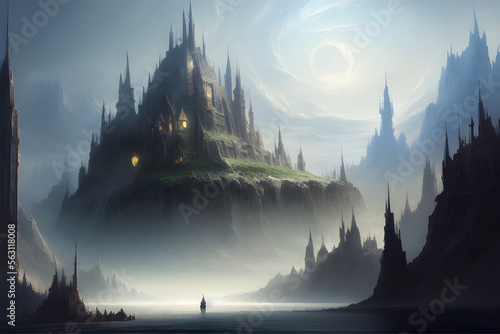 AI Digital Illustration Old Fantasy City