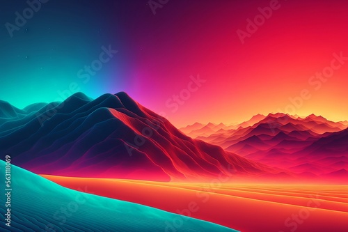 Abstract landscape wallpaper created with Generative AI Technology