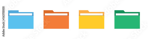 File folders icons. Documents for computer. File folders with data in flat style. Web archive and web directory. Pc graphic elements. Color symbol. Vector 10 eps.