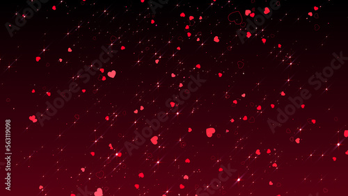 4k valentine's day and love concept design element on red gradient background, red hearts shiny and glowing, romantic relation hearts texture