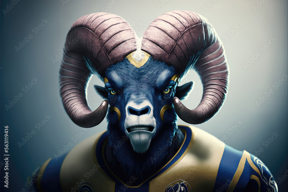 Rampaging with Spirit: The Exciting Mascot of the Los Angeles Rams, Generative AI - obrazy, fototapety, plakaty 