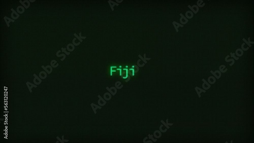 Retro Computer Coding Text Animation Typing Fiji, CRT Monitor Style