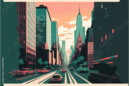 Flat picture of New York City landmarks