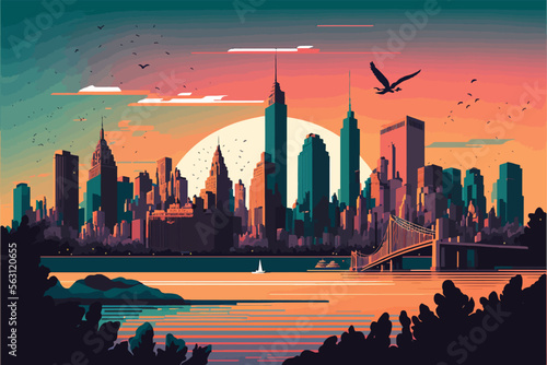 Flat picture of New York City landmarks