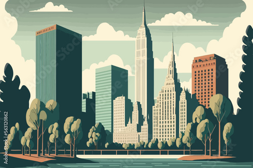 Flat picture of New York City landmarks