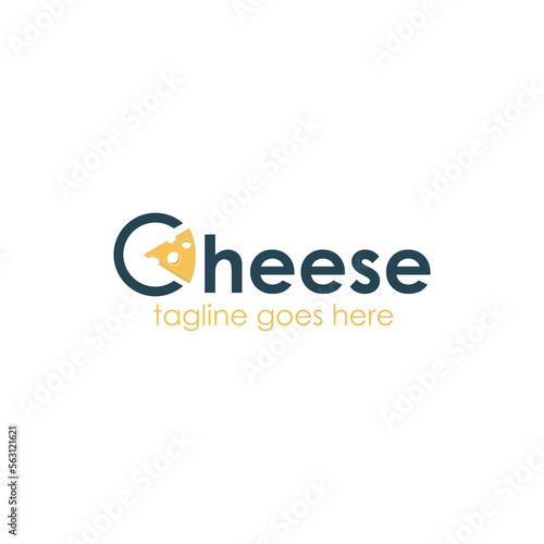 Cheese Logo Design Template with cheese in text. Perfect for business, company, restaurant, mobile, app, etc